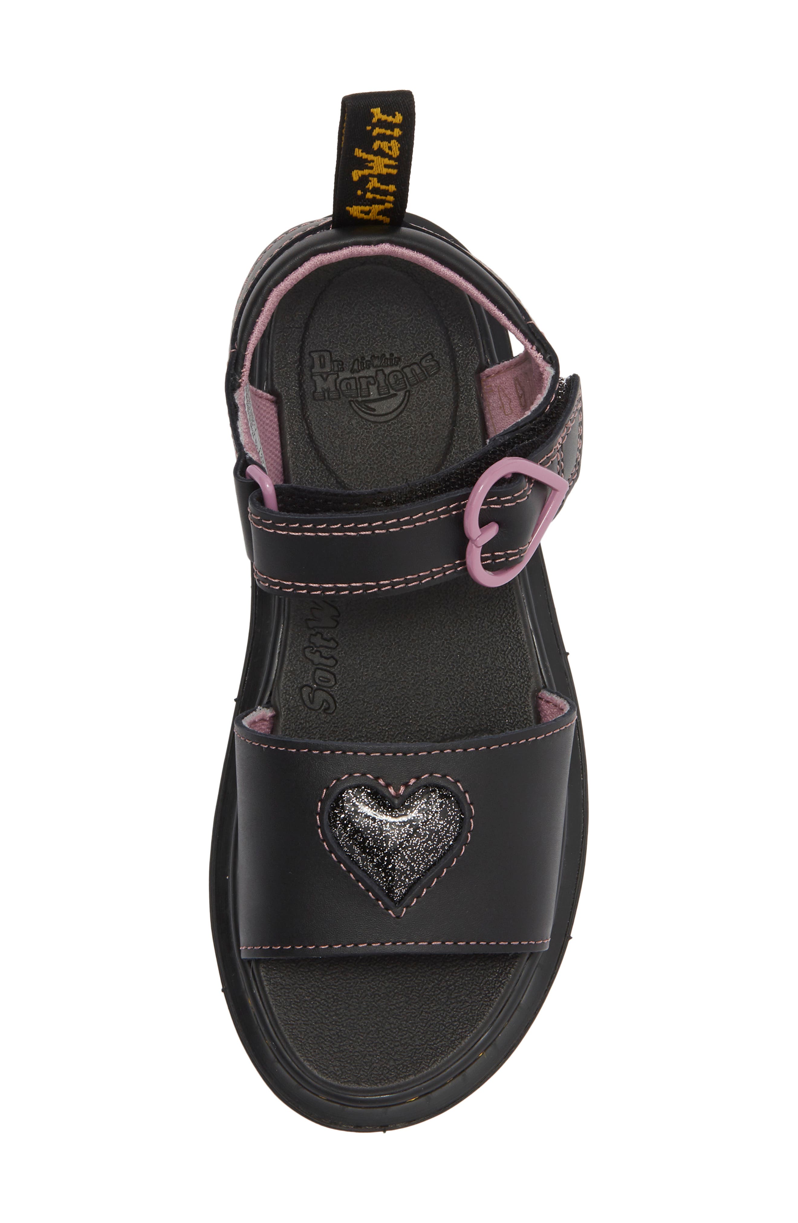 Dr. Martens Kids' Marlowe Heart II Sandal, Alternate, color, Black