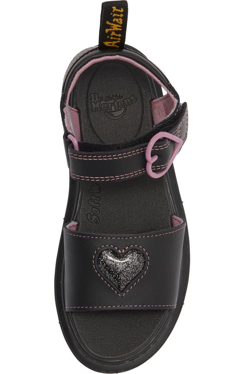 Dr. Martens Kids' Marlowe Heart II Sandal, Alternate, color, Black