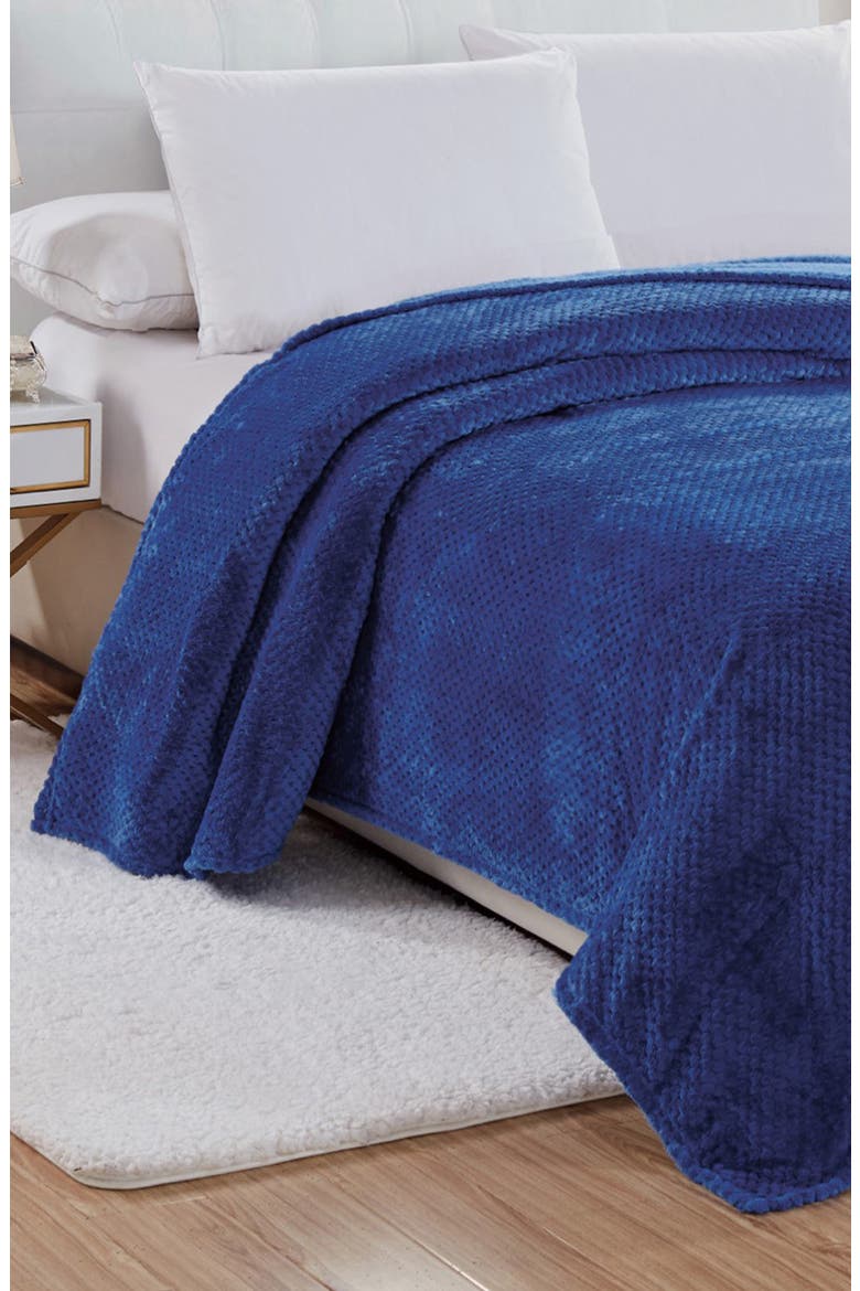 Textured Fleece Throw Blanket, Alternate, color, NAVY