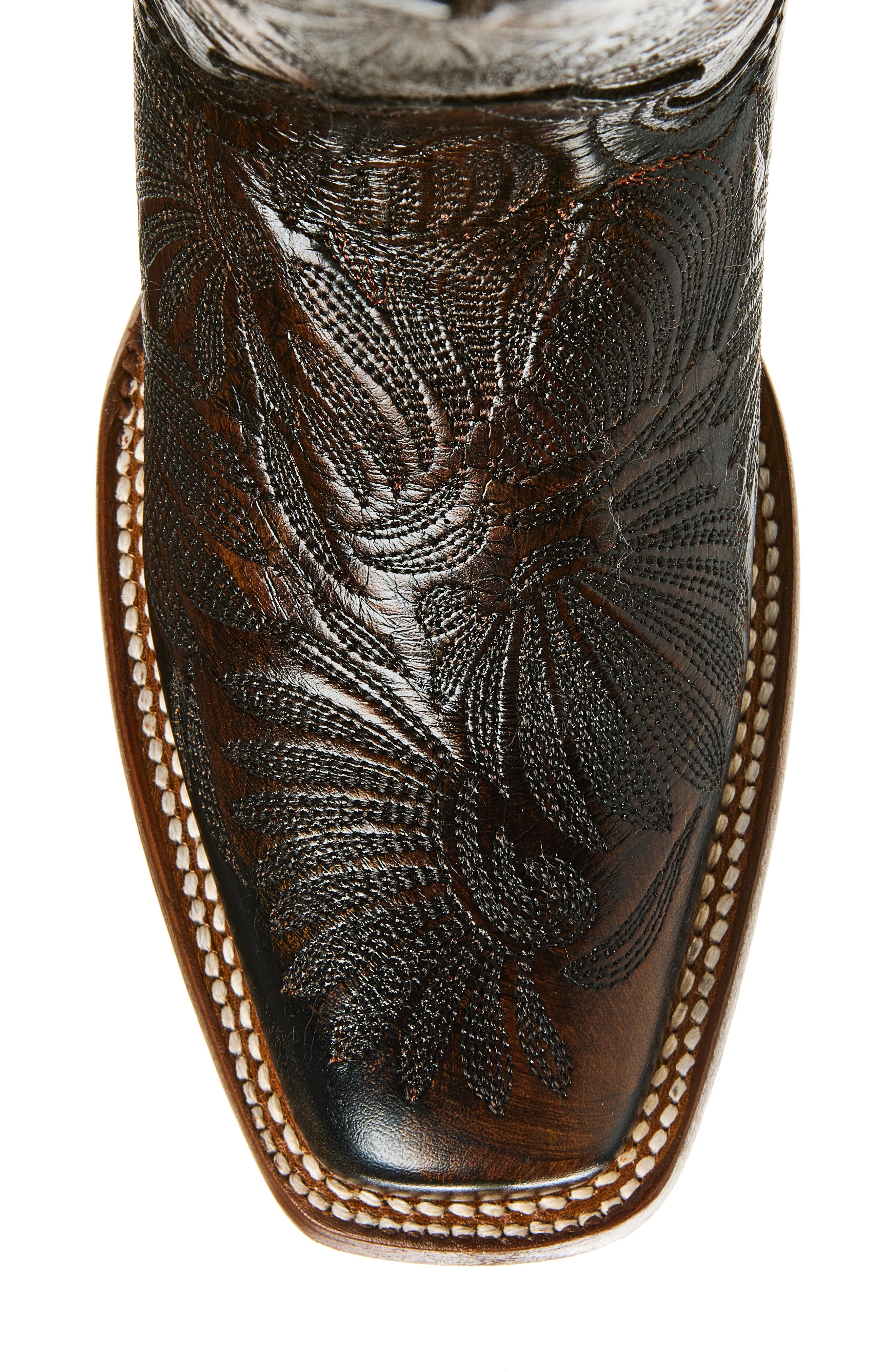 Floral Petal Embroidered Cowboy Boot, Alternate, color, BLACK/ HONEY