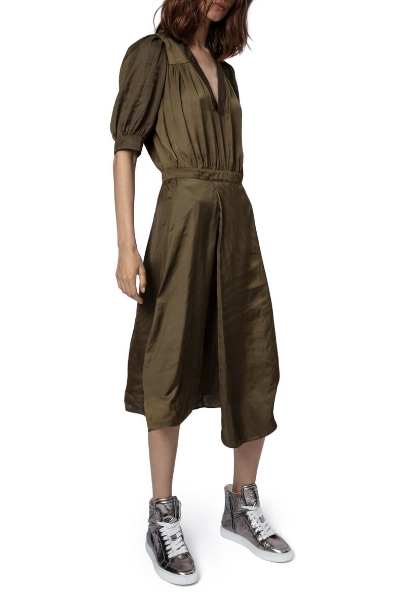 Ralia Satin Midi Dress, Alternate, color, BRONZE