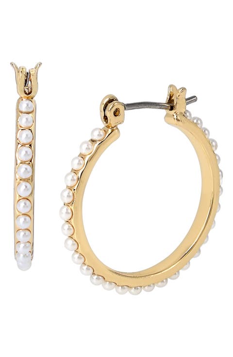 Imitation Pearl Hoop Earrings