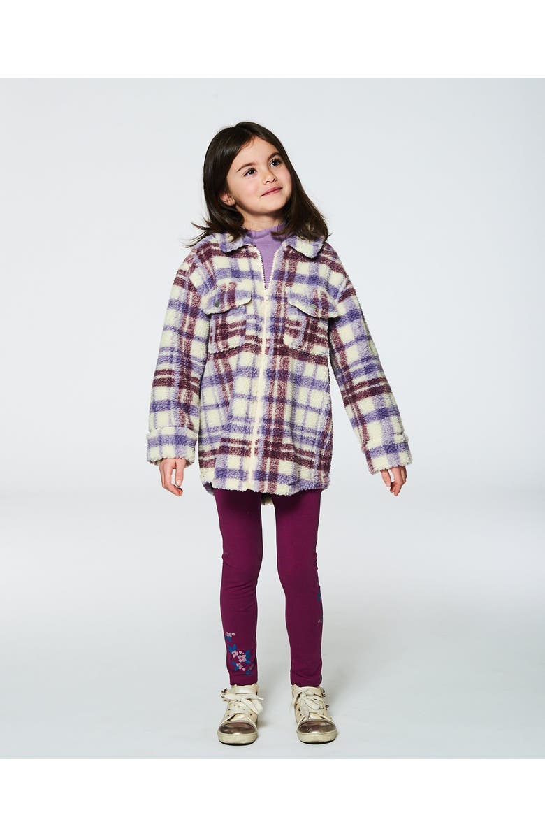 Deux par Deux Little Girl's Stretch Leggings With Print Burgundy, Alternate, color, 