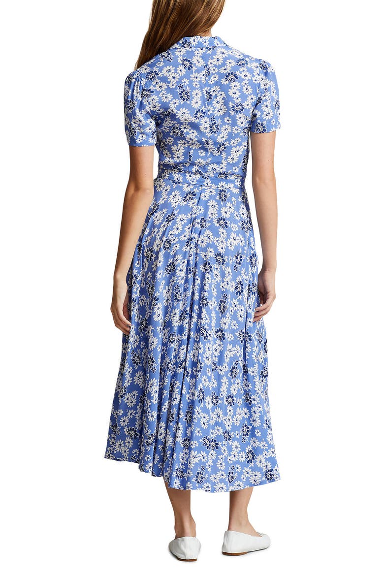 Hampton Floral Crepe Midi Shirtdress, Alternate, color, BLUE COSMOS FLORAL