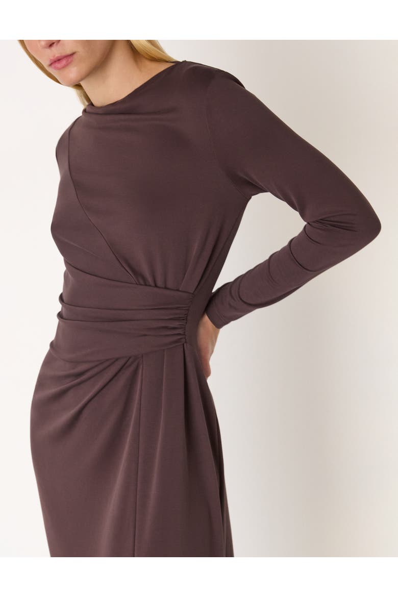 Ruched Detail Midi Dress, Alternate, color, Chocolate