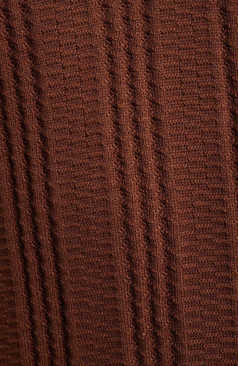 Canali Ribbed Cotton Blend Polo Sweater, Alternate, color, Light Brown