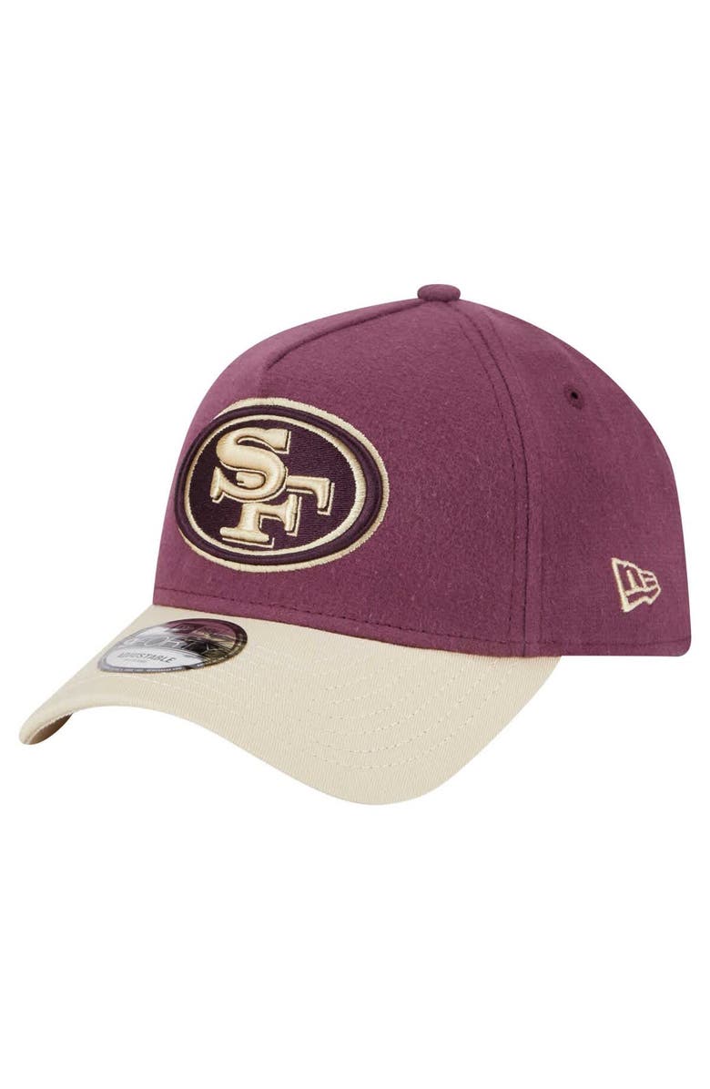 New Era Men's New Era Maroon/Tan San Francisco 49ers Moleskin A-Frame 9FORTY Adjustable Hat, Main, color, 