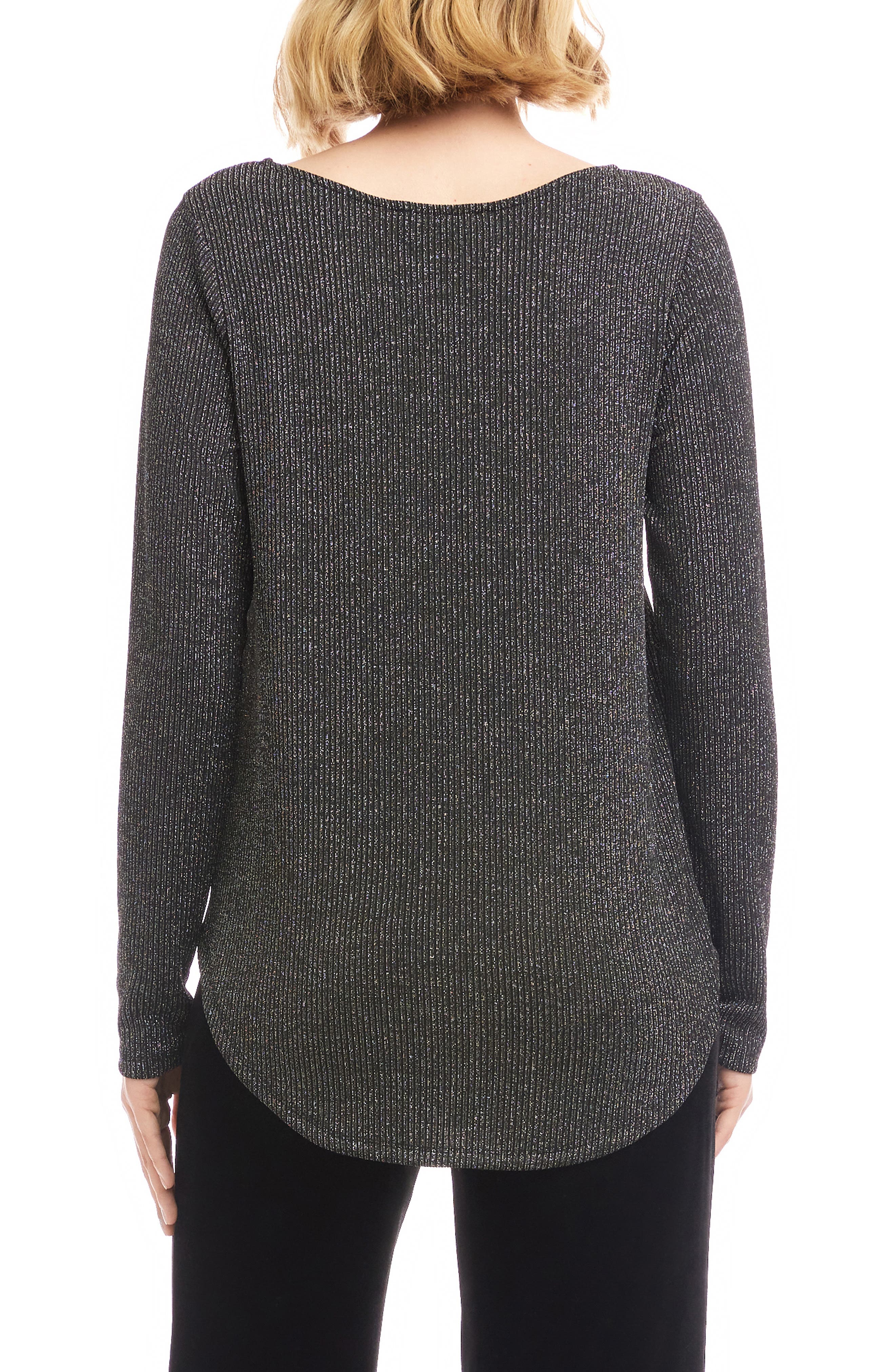 Metallic Stripe Curved Hem Top - image 2