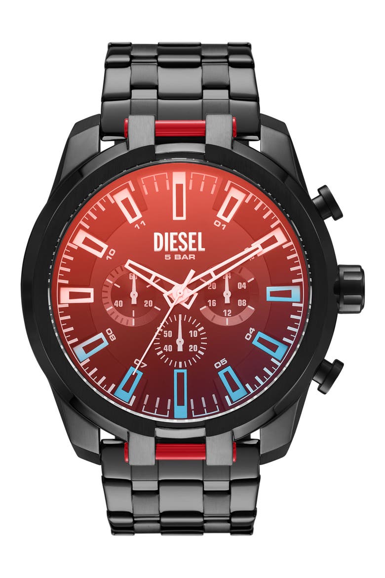 Split Chronograph Bracelet Watch, 51mm, Main, color, BLACK