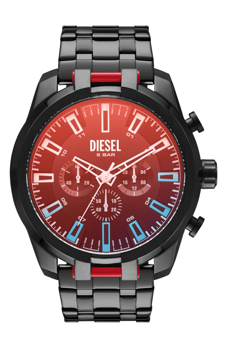 DIESEL<sup>®</sup> Split Chronograph Bracelet Watch, 51mm, Main, color, Black