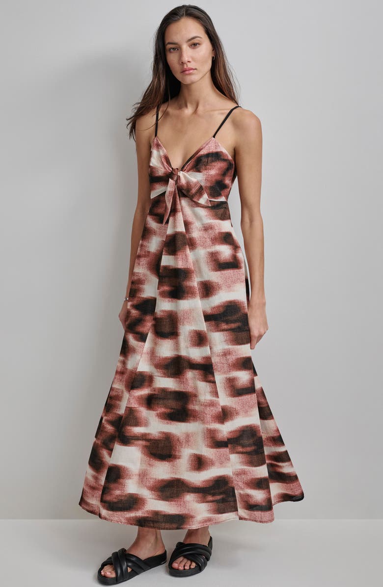 DKNY Tie Front Maxi Dress, Alternate, color,