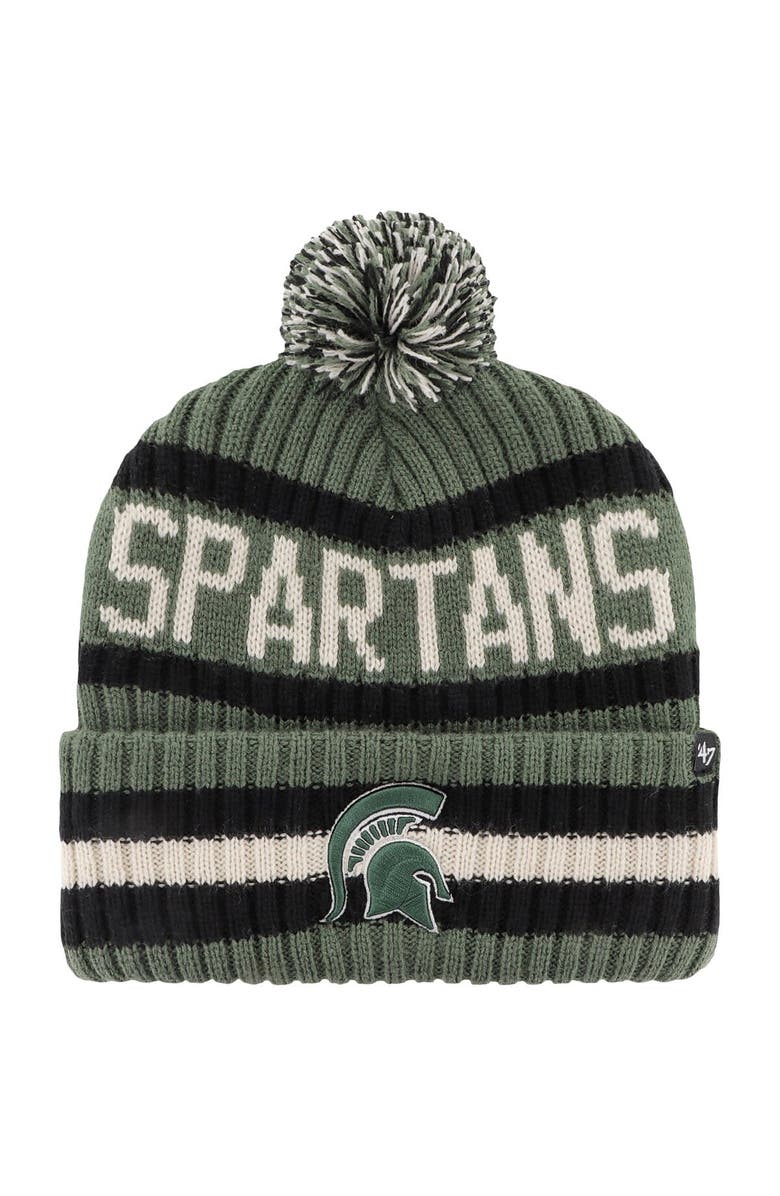 '47 Men's '47 Green Michigan State Spartans OHT Military Appreciation Bering Cuffed Knit Hat with Pom, Main, color, Green
