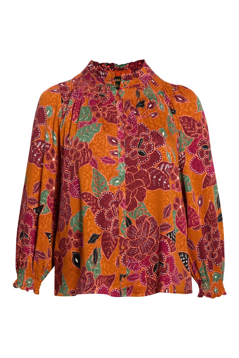 Marven Floral Button Down Top, Main, color, RUST-BROWN