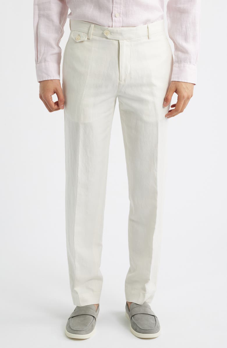 Brooks Brothers Plain Front Linen & Cotton Pants, Main, color, 
