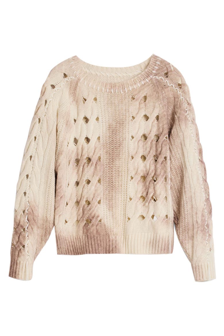 Open Stitch Crewneck Sweater, Alternate, color, LIGHT BEIGE