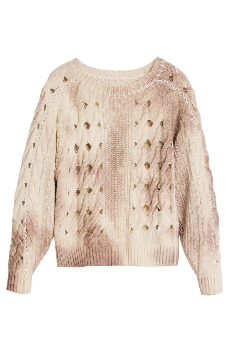 Desigual Open Stitch Crewneck Sweater, Alternate, color, Light Beige