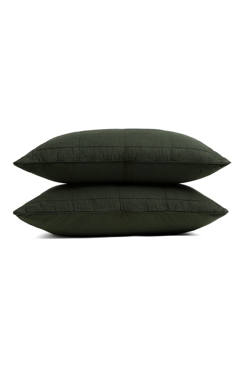 Linen Box Quilted Sham Set, Main, color, EVERGREEN