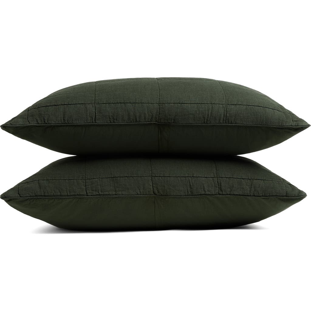 Parachute Linen Box Quilted Sham Set In Green