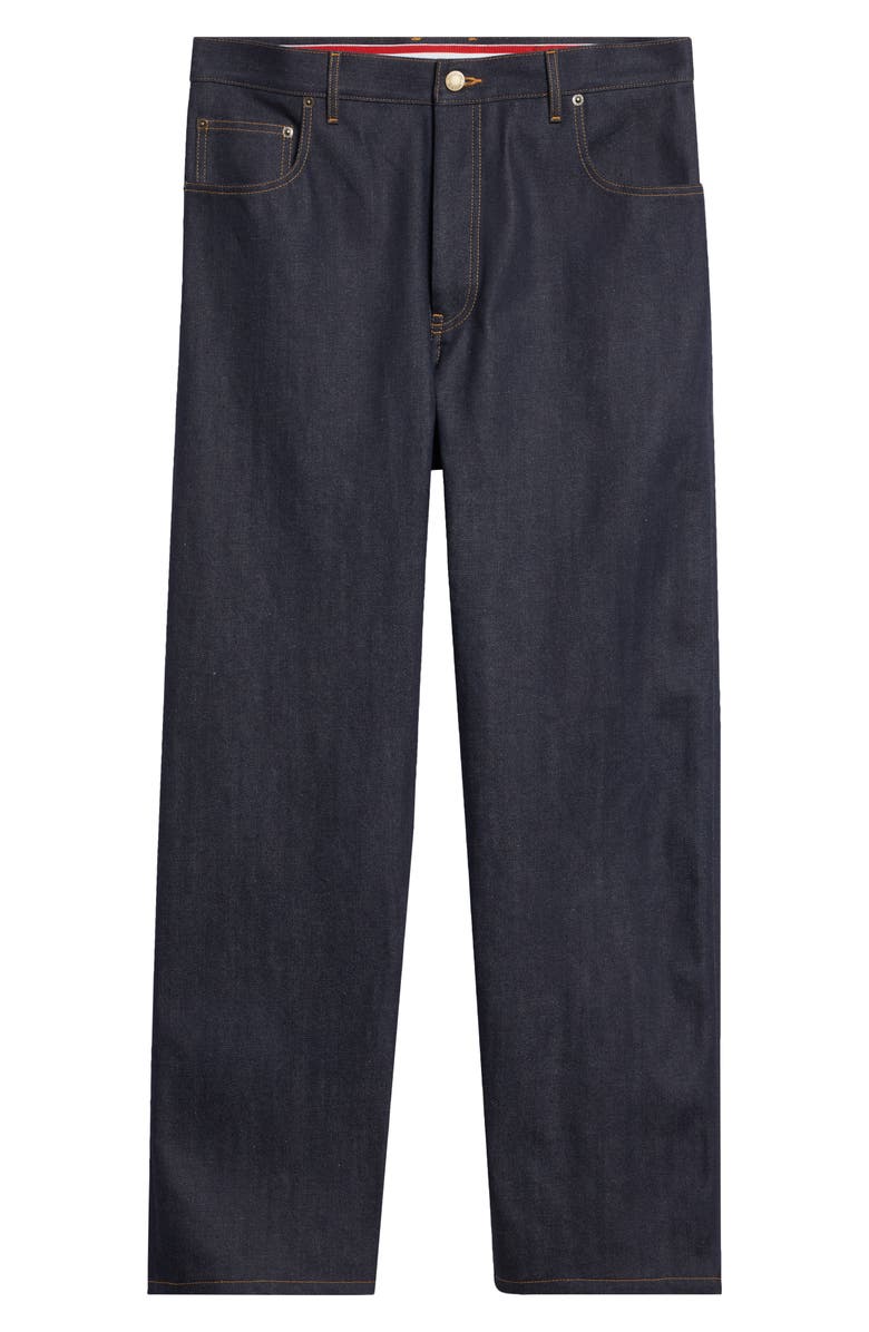 Thom Browne Straight Leg Selvedge Denim Jeans, Main, color, Navy