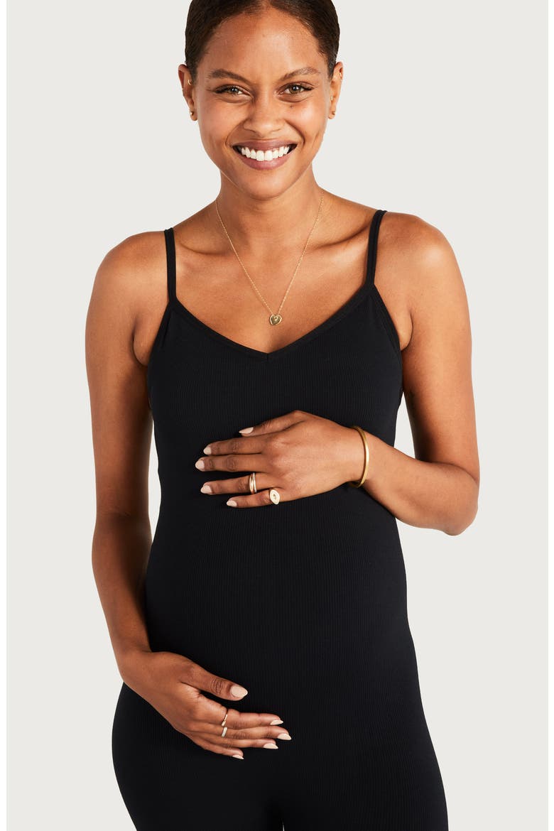 The Body Rib Maternity Unitard, Alternate, color, BLACK