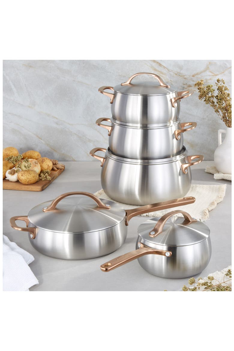 Belly Tri-Ply Stainless Steel 5-Piece Cookware Set, Alternate, color, WARM BLUSH