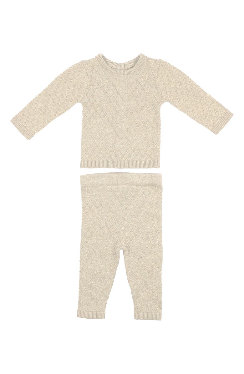 Manière Argyle Fine Knit Cotton Long Sleeve Top & Pants Set, Main, color, 
