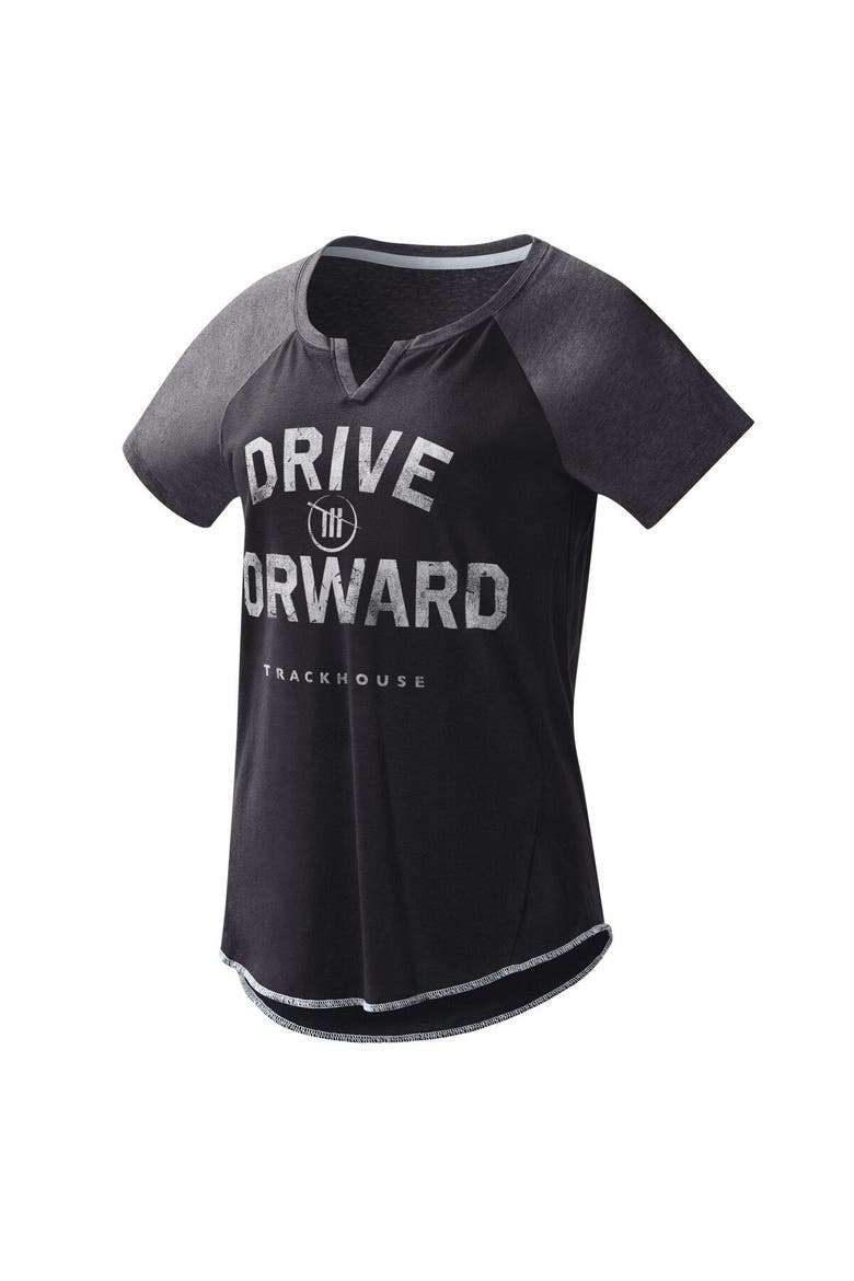 Women's G-III 4Her by Carl Banks Black TRACKHOUSE RACING Grand Slam Tri-Blend Notch V-Neck T-Shirt, Main, color, Black