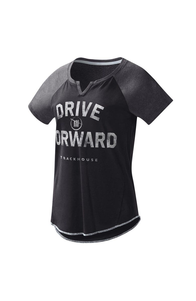 G-III 4HER BY CARL BANKS Women's G-III 4Her by Carl Banks Black TRACKHOUSE RACING Grand Slam Tri-Blend Notch V-Neck T-Shirt, Main, color, Black