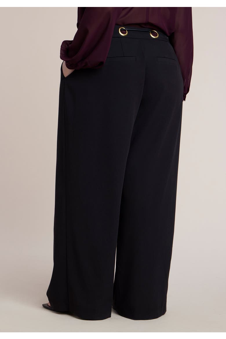 Grommet Detail Trouser With Leather Belt, Alternate, color, BLACK ONYX