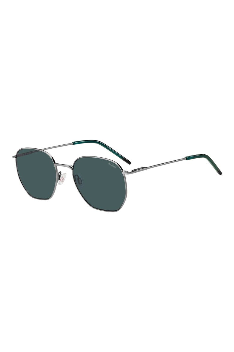 HG 1429/S 54mm Geometric Sunglasses, Alternate, color, RUTHENIUM/ GREEN
