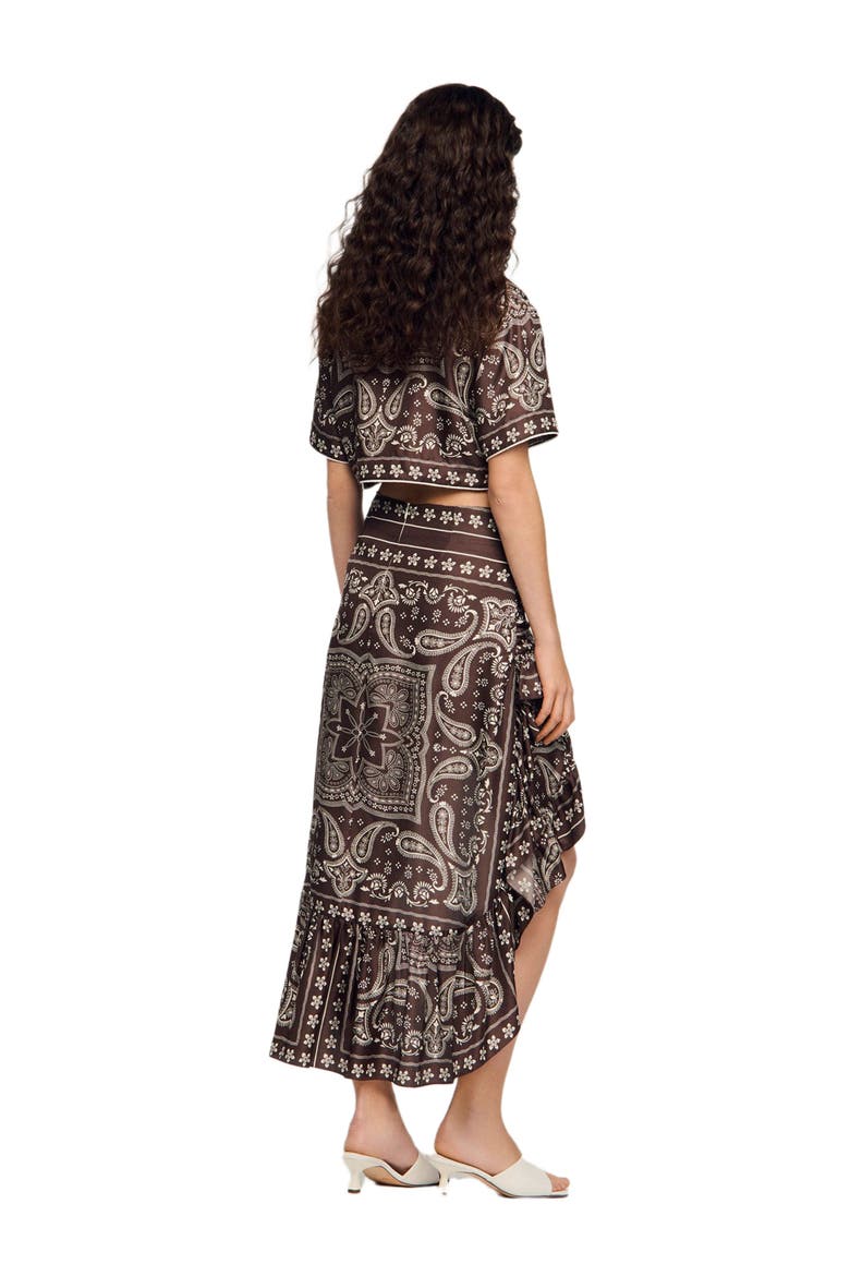 Bandana print short skirt, Alternate, color, Taupe / white