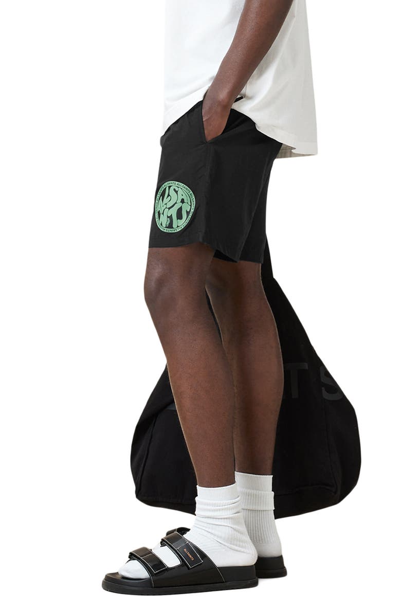 AllSaints Distortion Swim Trunks, Alternate, color, Jet Black