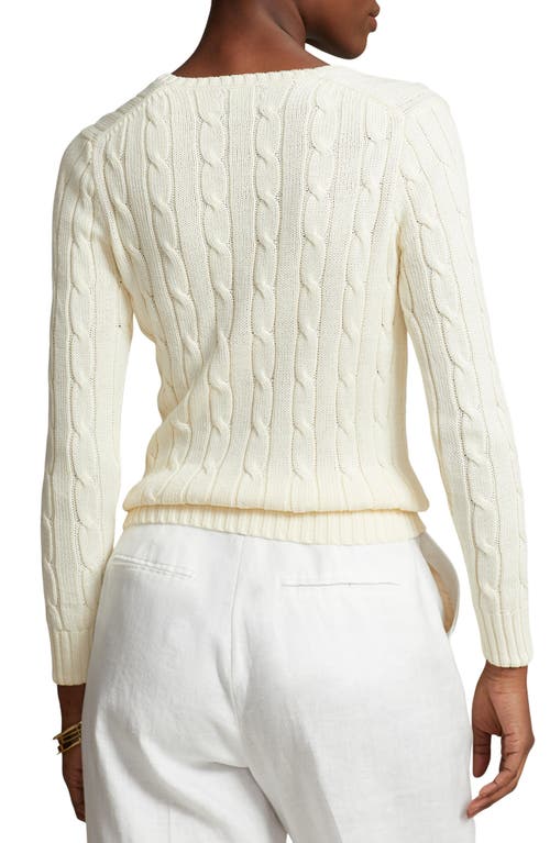 Polo Ralph Lauren Cable Cotton V-neck Sweater In Cream