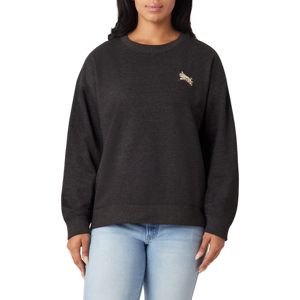 C&c California C & C California Nora Burn Embroidered Critter Fleece Sweatshirt In Black