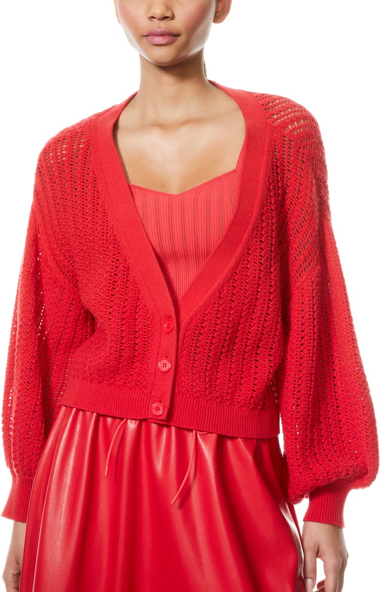 Alice + Olivia Winsor Slouchy Open Weave Cardigan, Main, color, 