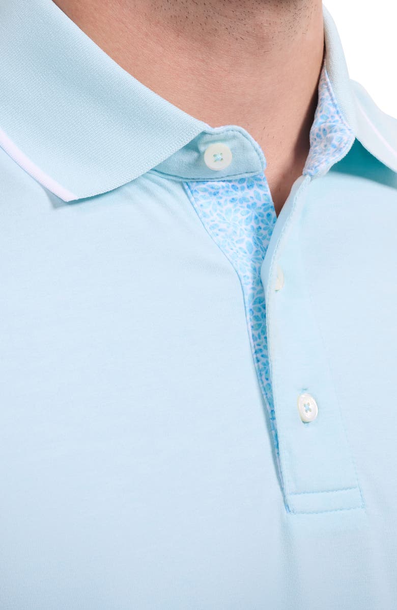 Bugatchi Performance Tipped Polo, Alternate, color, Aqua