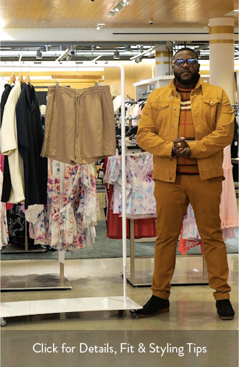 Hybrid City Flat Front Linen Shorts, sales video thumbnail