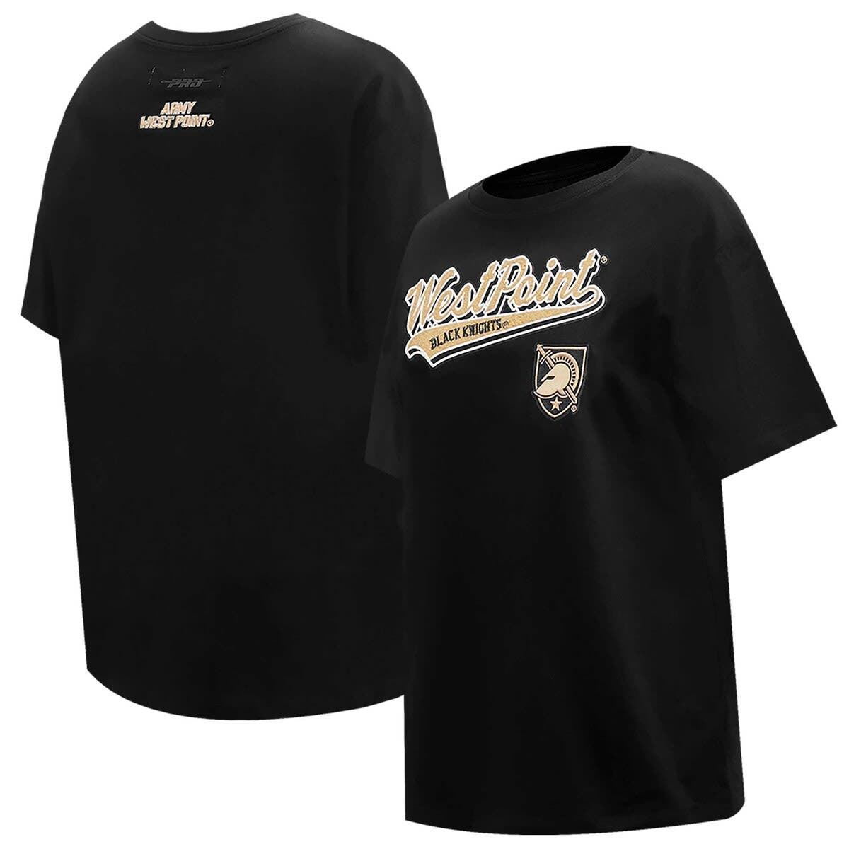 Women's Pro Standard Black Army Black Knights Script Tail Oversized Boyfriend T-Shirt
