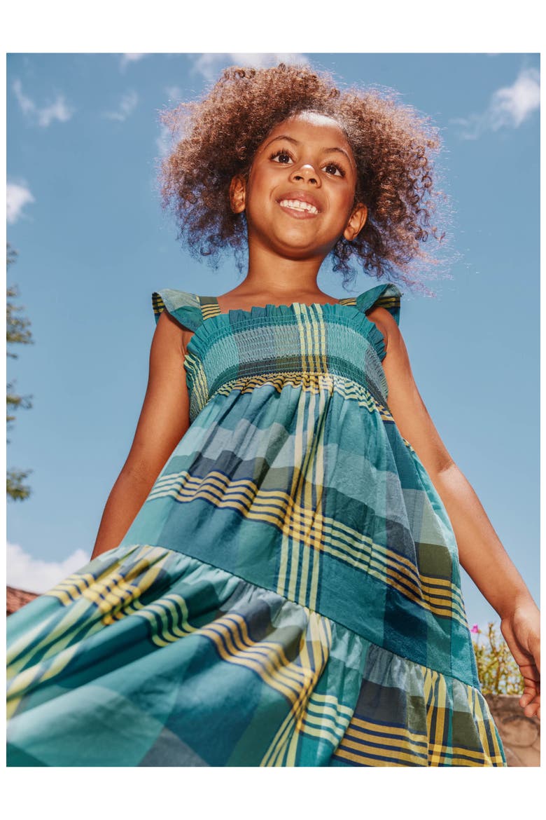 Smocked Flutter Sleeve Dress, Alternate, color, Amazonian Plaid