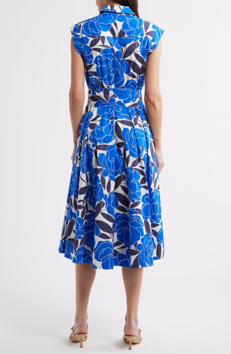 Milly Jules Camellia Floral Belted Poplin Fit & Flare Dress, Alternate, color, 