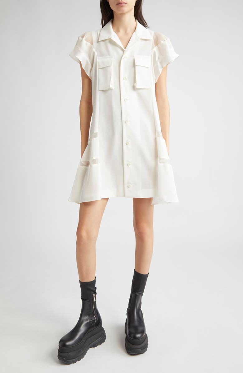 Sacai Mixed Media Shirtdress, Main, color,