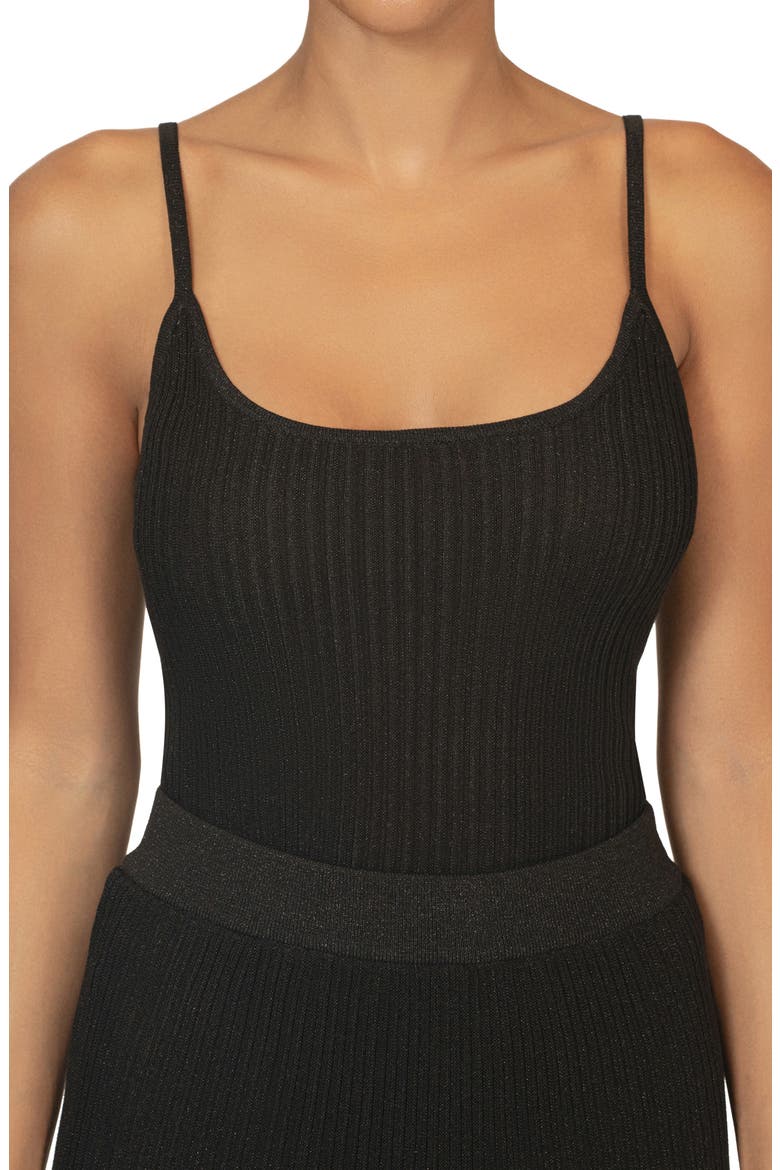 Serena Metallic Rib Knit Camisole & Skirt Set, Alternate, color, BLACK