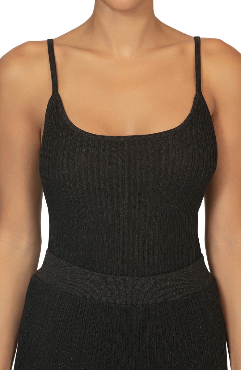 JLUXLABEL Serena Metallic Rib Knit Camisole & Skirt Set, Alternate, color, Black