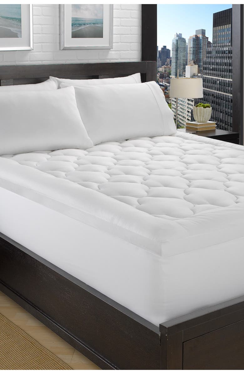 ELLA JAYNE HOME Lofty 100% Cotton Plush Gel Fiber Filled Mattress Topper, Alternate, color,