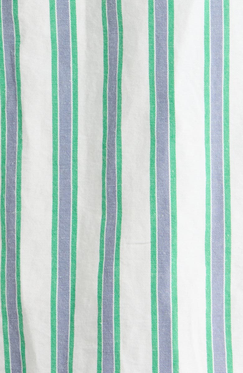 Vans Lawson Stripe Short Sleeve Cotton & Linen Button-Up Shirt, Alternate, color, White-Vivid Verdant