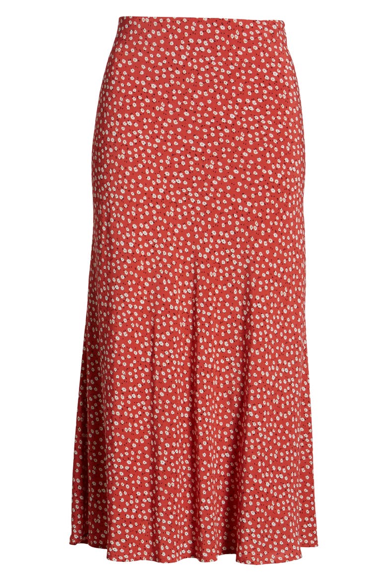 Anya Print Midi Skirt, Alternate, color, CARMINE DAISIES