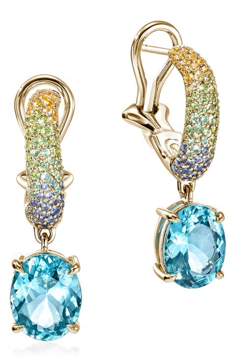 Artisan Series 18k Gold Multi-Gemstone Drop Earrings
