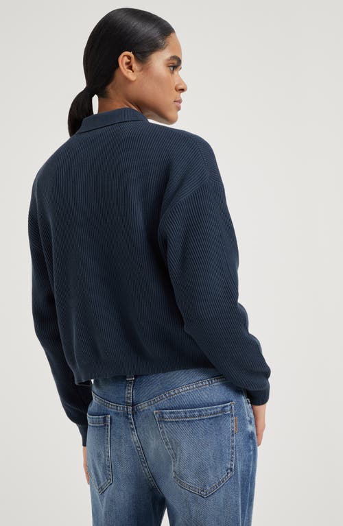 Shop Brunello Cucinelli Polo-style Sweater In Night