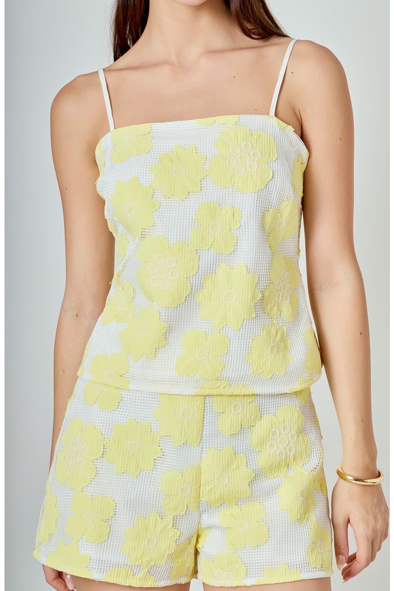 Floral-Netted Shorts, Alternate, color, WHITE/YELLOW