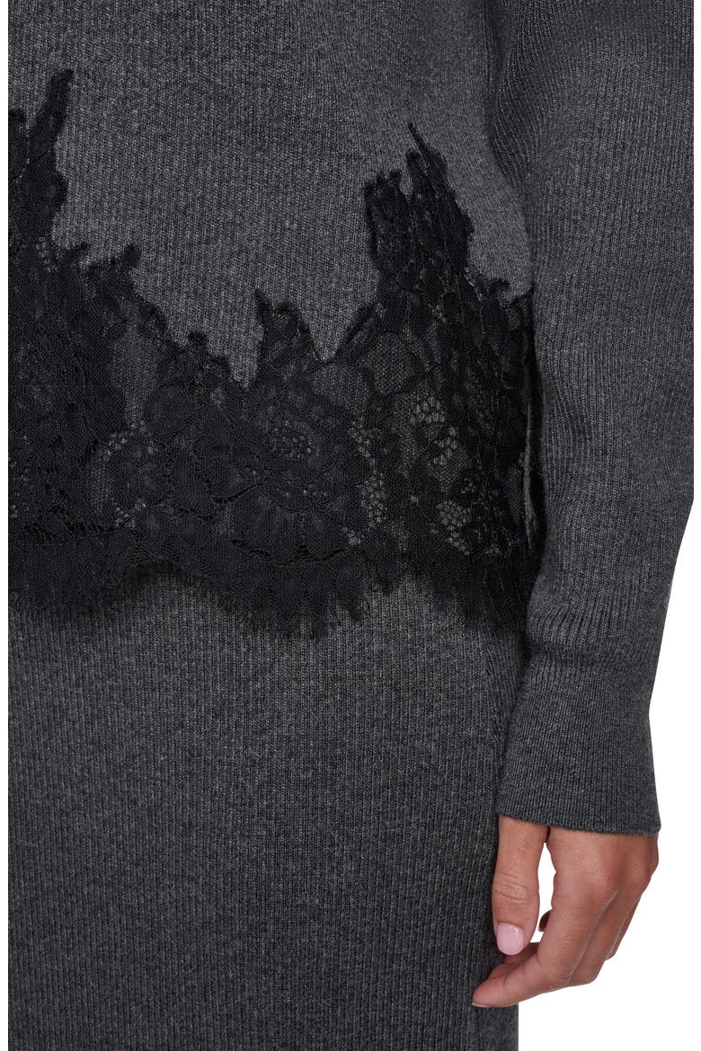 Lace Trim Sweater, Alternate, color, ASPHALT